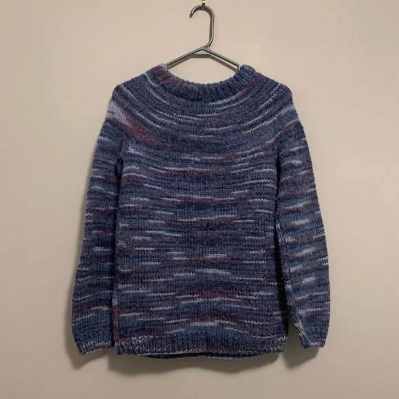 VINTAGE 80s Dad Grandpa Hand Knit Sweater Womens Medium - Picture 2 of 12